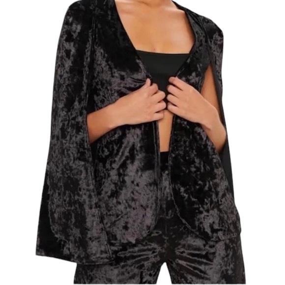 AMARYLLIS Rose Gold Crushed Velvet Blazer Cape Size S - Picture 2 of 6